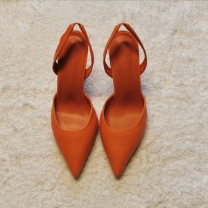 Sling Pumps, 4 inch heels, Size 7.5 or 38, Orange